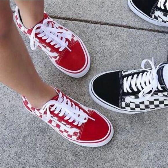 Vans Unisex Old Skool (Primary Check) Red Skate Shoe Men’s Sz 9.5/Women’s Sz 11 - Picture 2 of 16